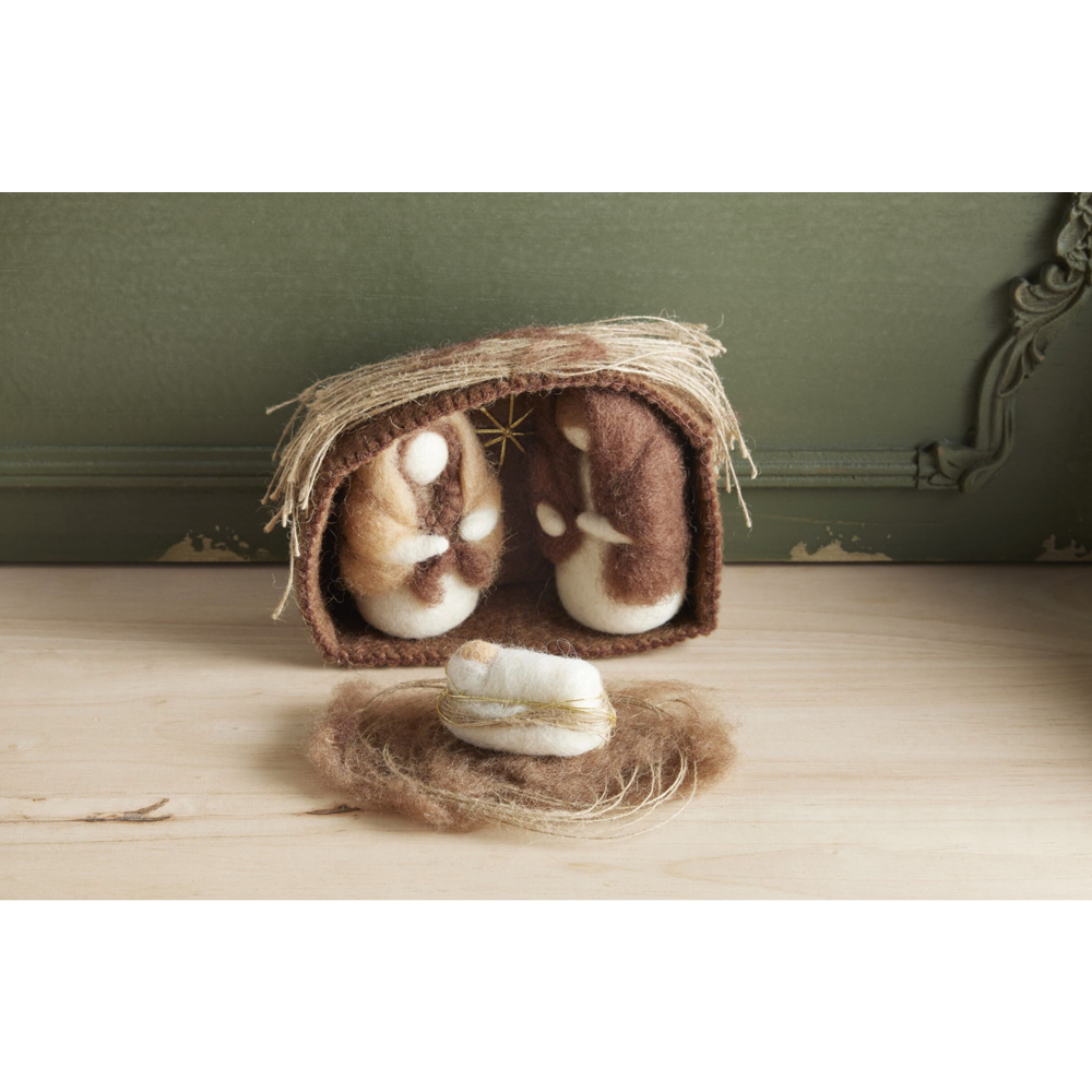 Nepalese Holy Family Felt Nativity, , large