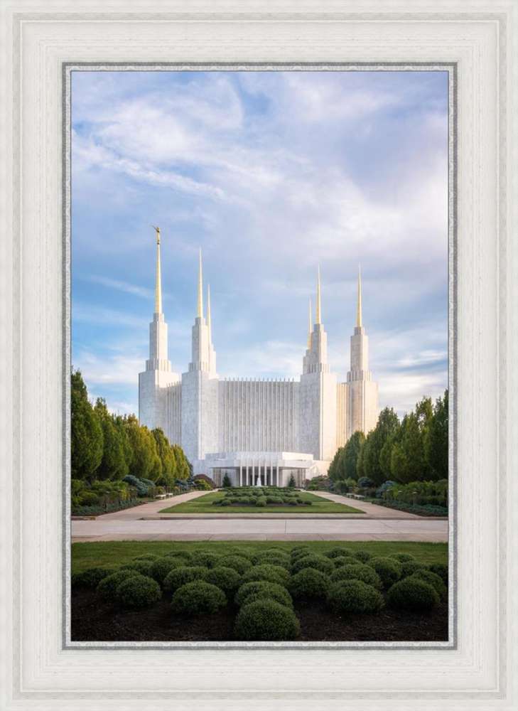 Washington, D.C. Temple, Blue Sky (30x22 Framed Canvas Print)