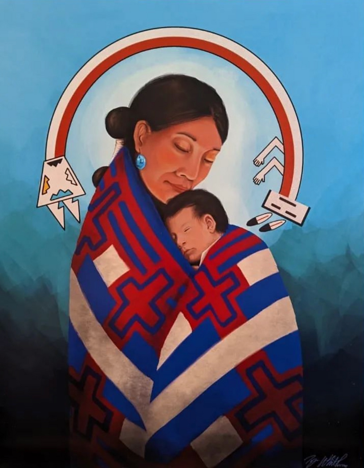 Navajo Madonna and Child (23x19 Framed Paper Print) - WHITEHORSE