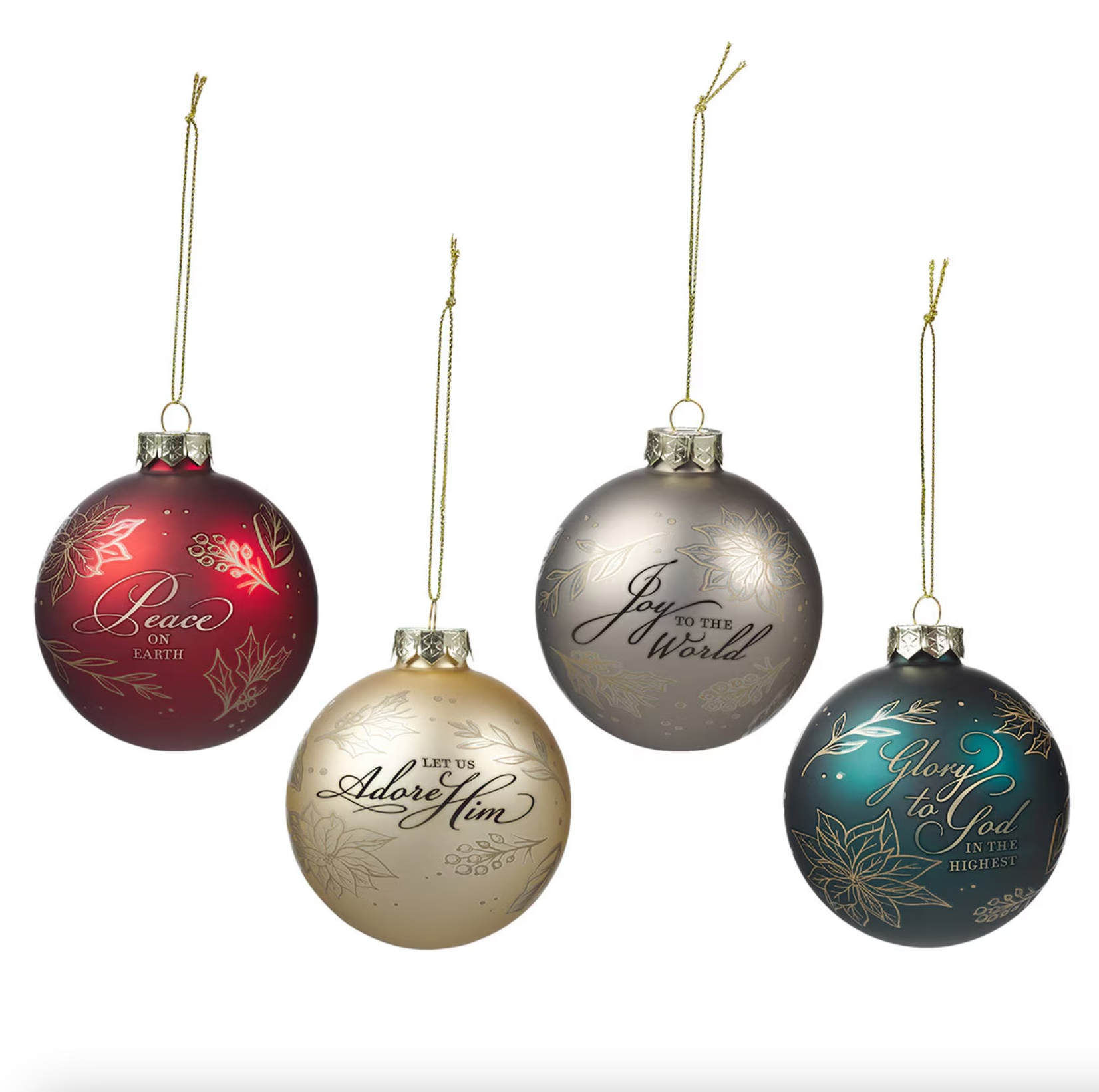Joy to the World Glass Ornament Set