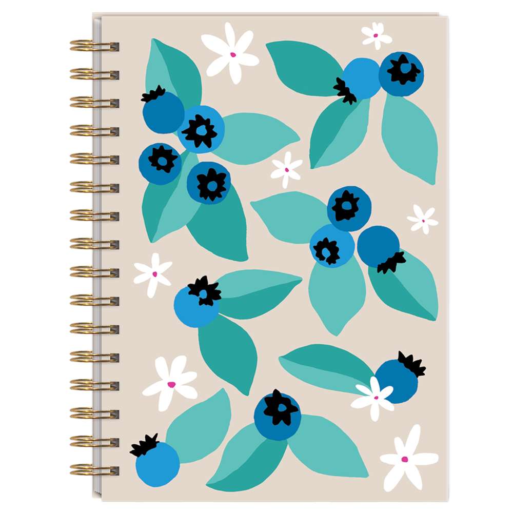 Blueberries Fruit Market Spiral Journal