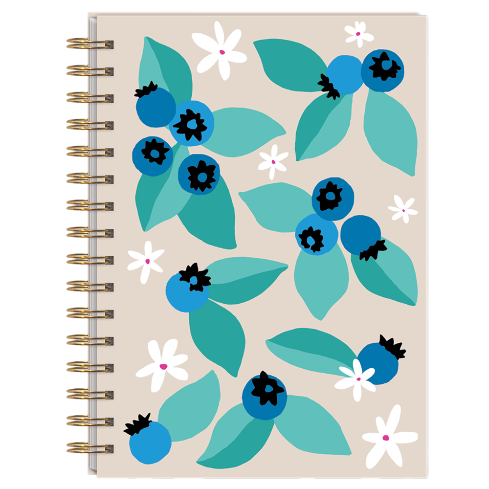 Blueberries Fruit Market Spiral Journal