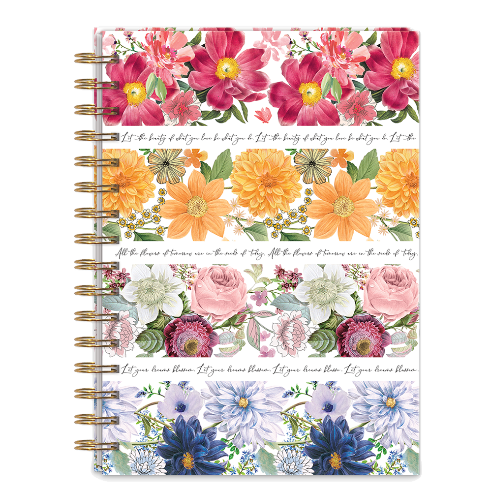 Floral Stripe Spiral Journal