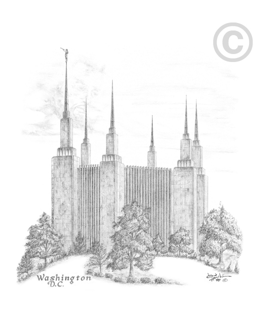Washington, D.C. Temple Sketch - 5x7 Print