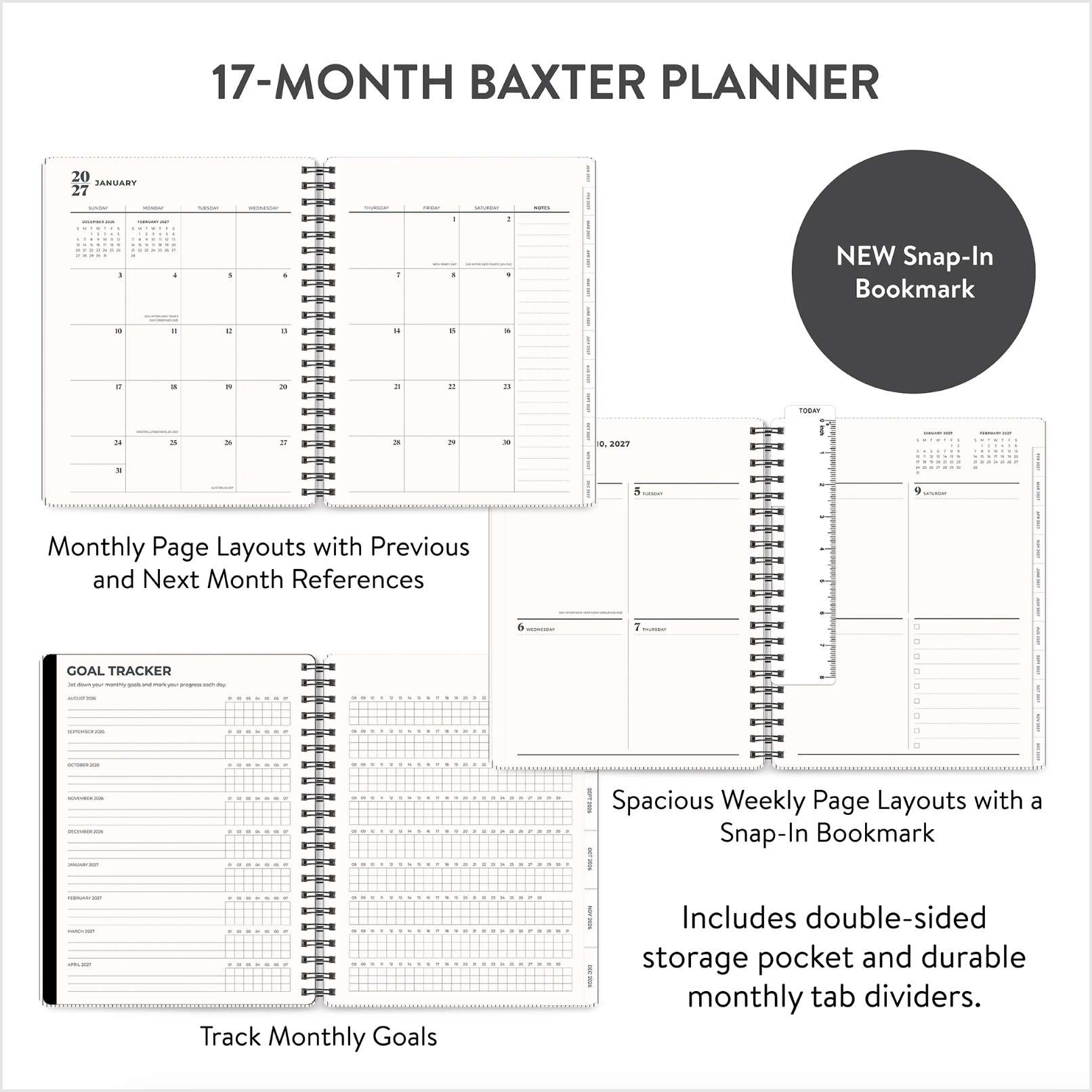 2027 Midnight Black Baxter 17-Month Planner , , large image number 2