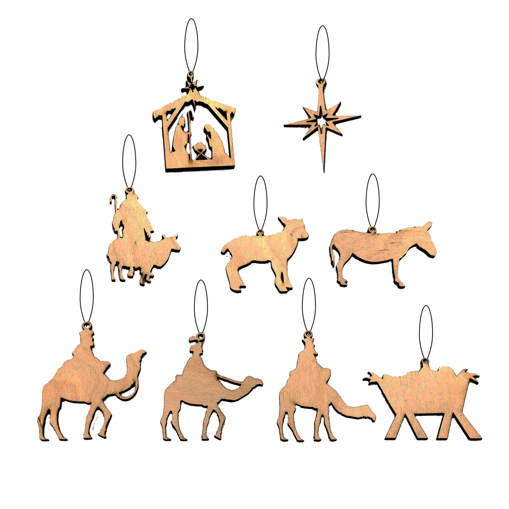 Silhouette Wood Nativity Ornament Set, , large image number 0