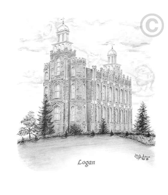 Logan Temple Sketch Matted Print