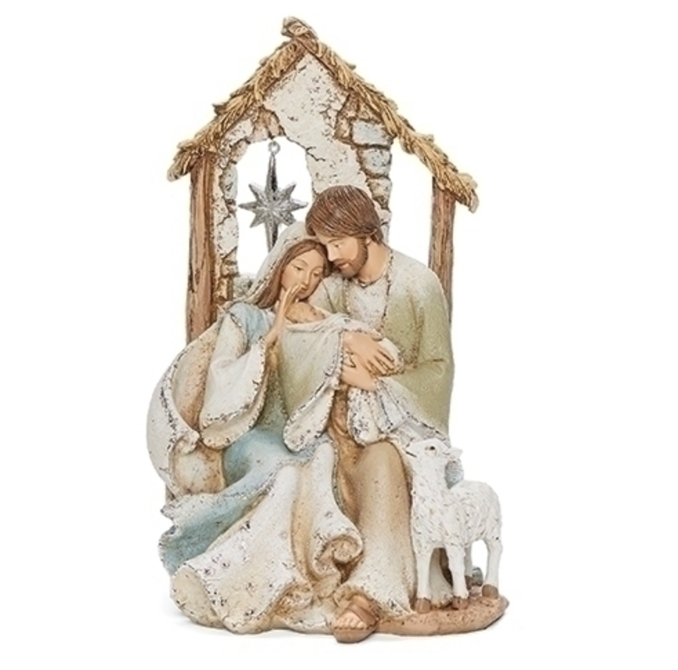 Holy Family Star in Window Resin Nativity