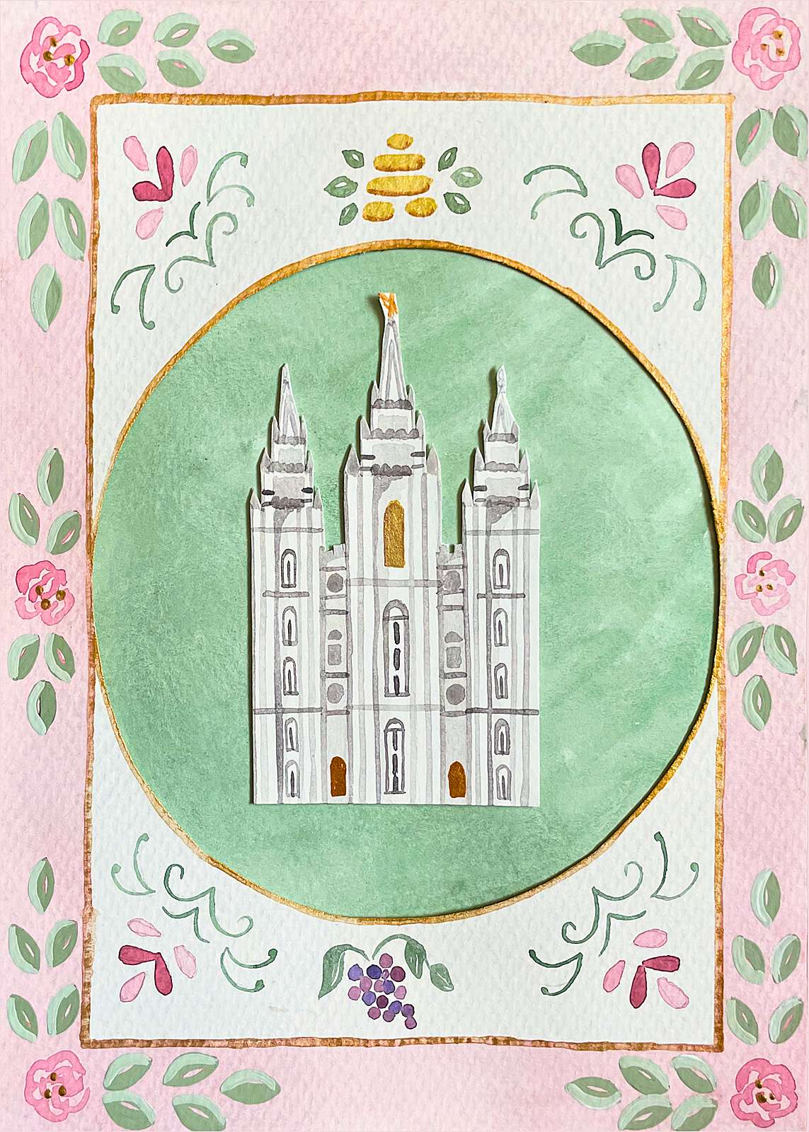 Salt Lake Utah Temple Cottagecore Style Print