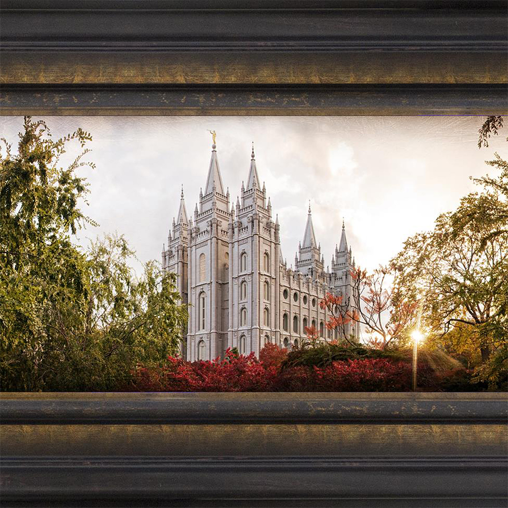 Salt Lake Temple, the Day Dawn is Breaking (19x48 Canvas Framed Art), , large image number 1