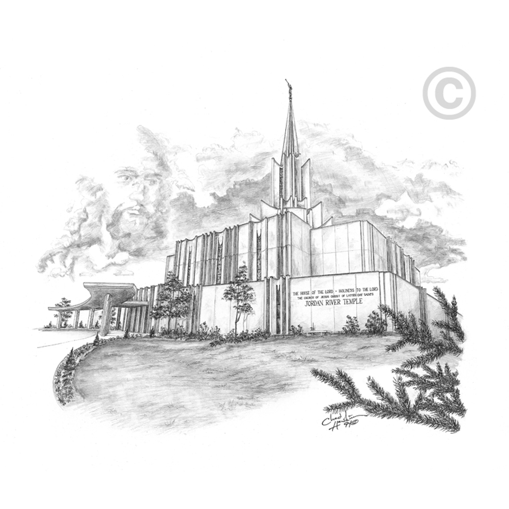 Jordan River Temple Sketch - 5x7 Print, , large image number 0