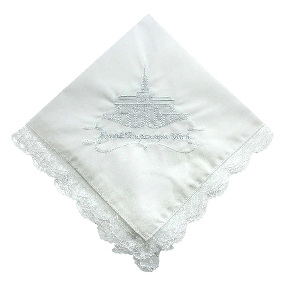 Mt Timpanogos Temple Handkerchief - Lace 

