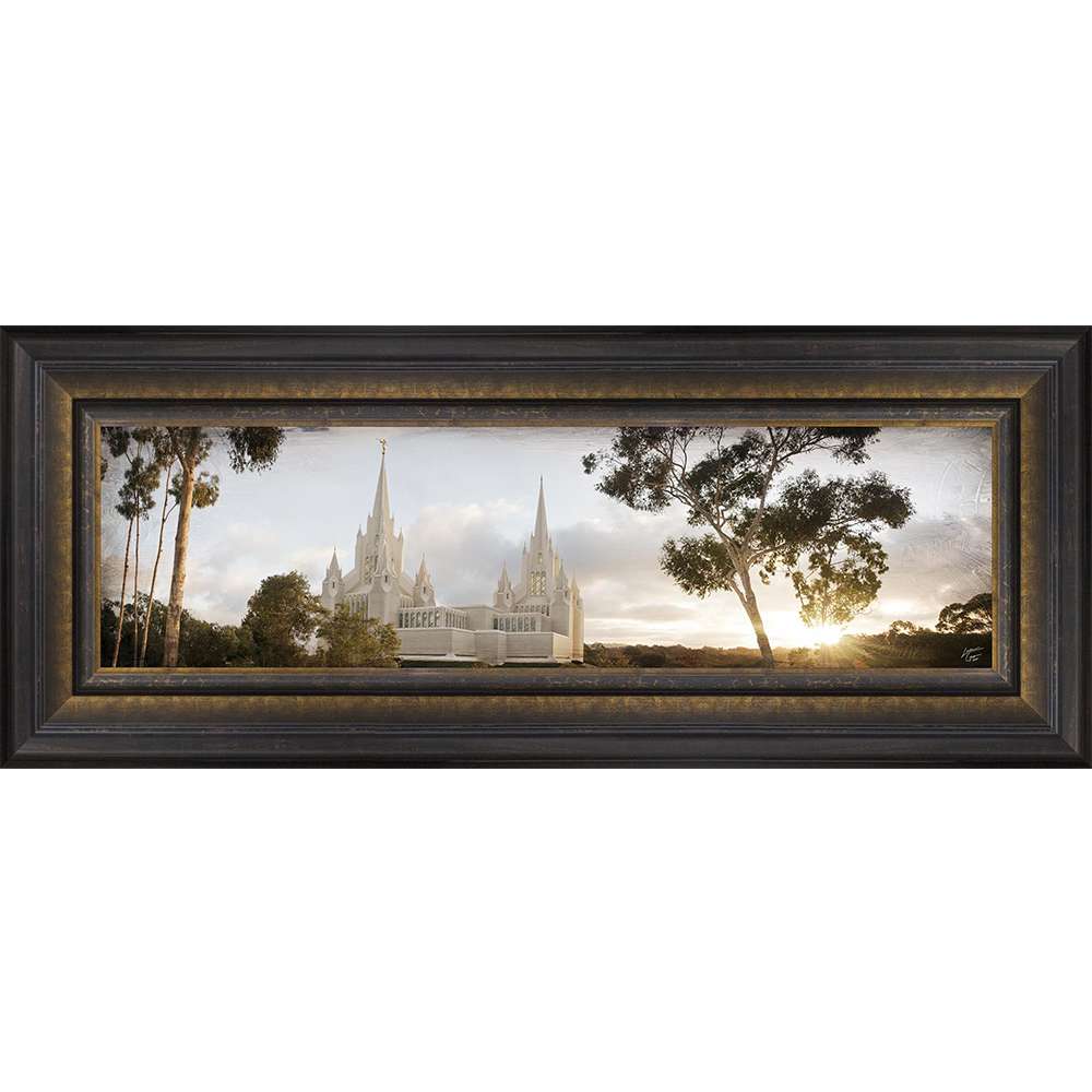San Diego Temple, the Day Dawn is Breaking (19x48 Canvas Framed Art), , large image number 0