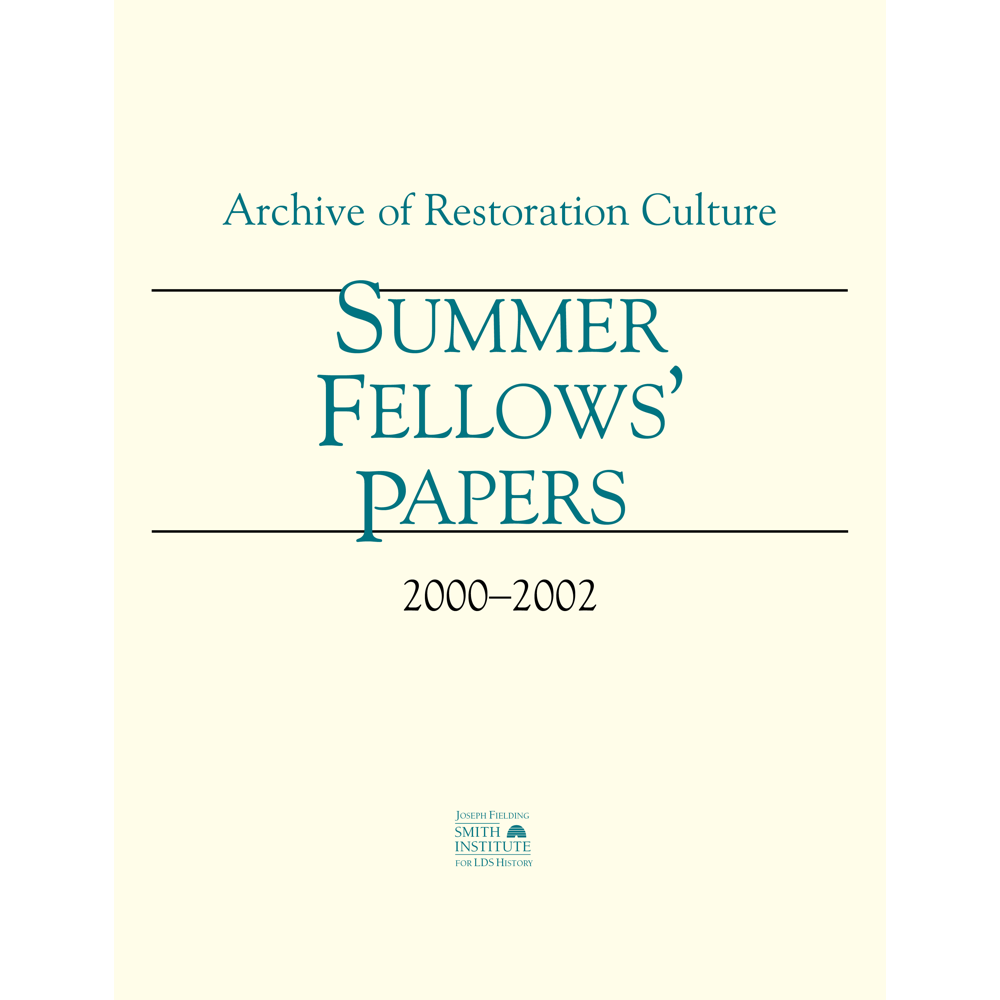 Summer Fellows' Papers 2000–2002,  Summer Fellows' Papers 2000–2002