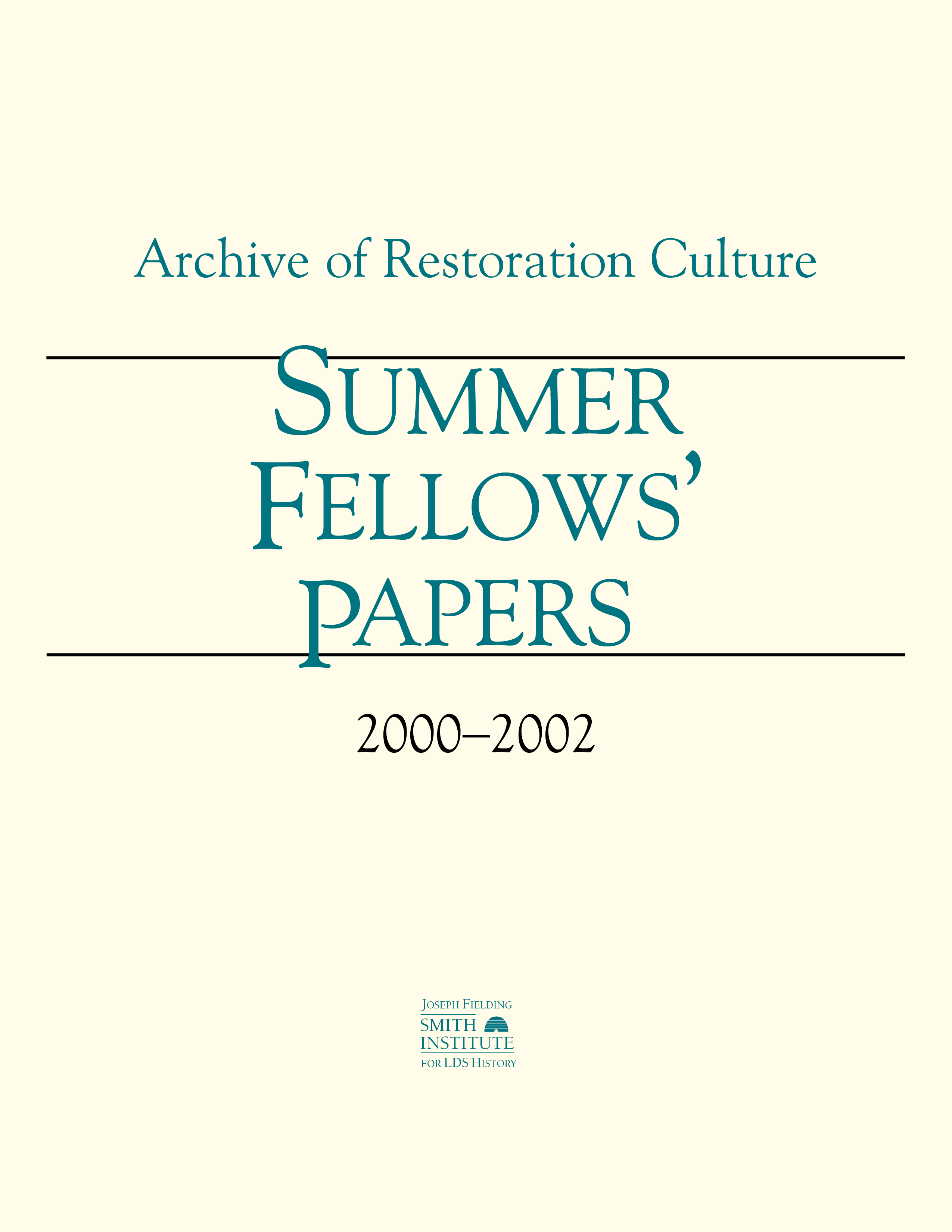 Summer Fellows' Papers 2000–2002, , large image number 0