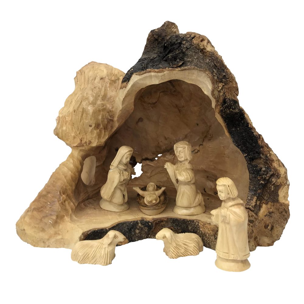 Natural Wood Nativity Grotto