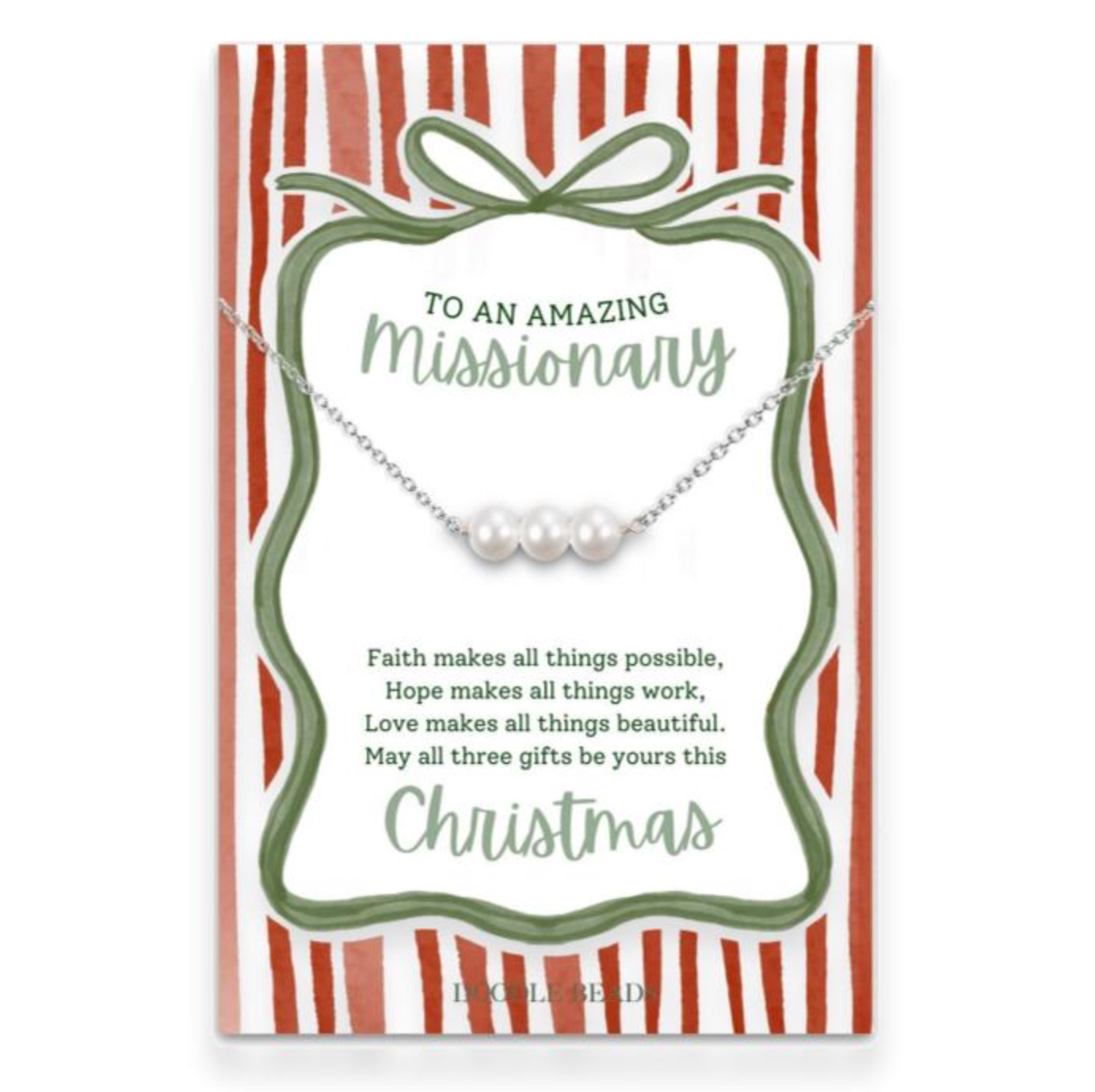 Three Pearl Missionary Christmas Necklace