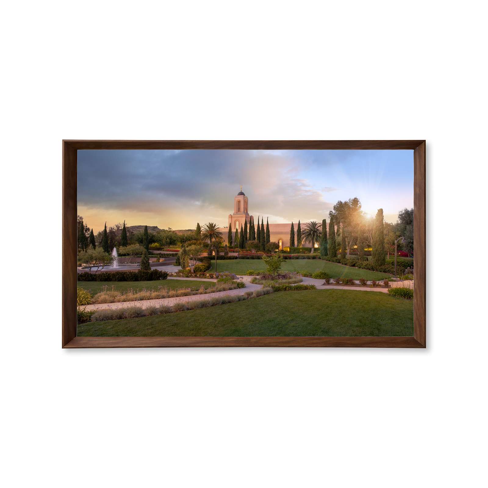 Newport Beach California Temple, Fire of the Covenant Series (25x43 Framed Canvas Print)