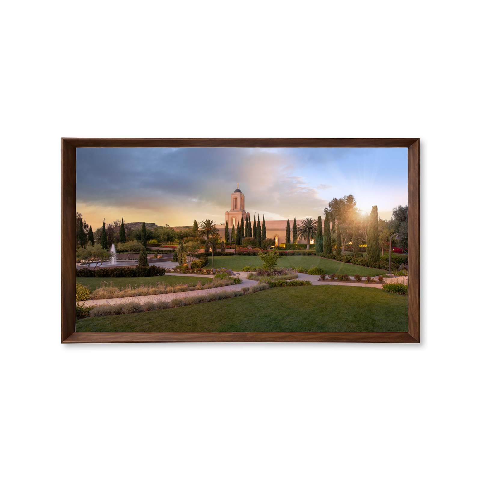 Newport Beach California Temple, Fire of the Covenant Series (25x43 Framed Canvas Print)