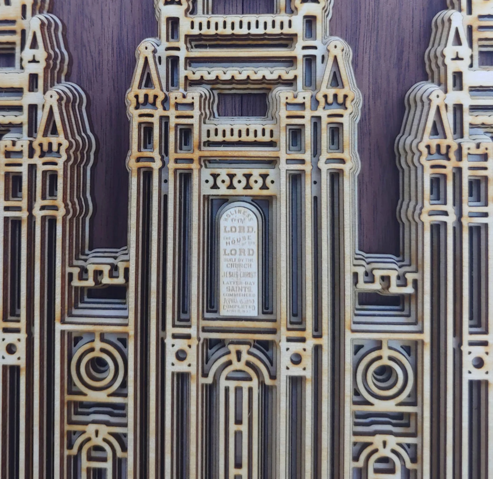 Salt Lake Utah Temple Layered Wood Plaque, , large