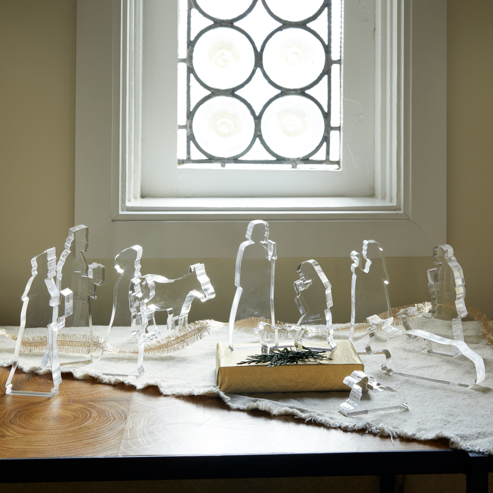 Silhouetted Clear Acrylic Nativity, , large