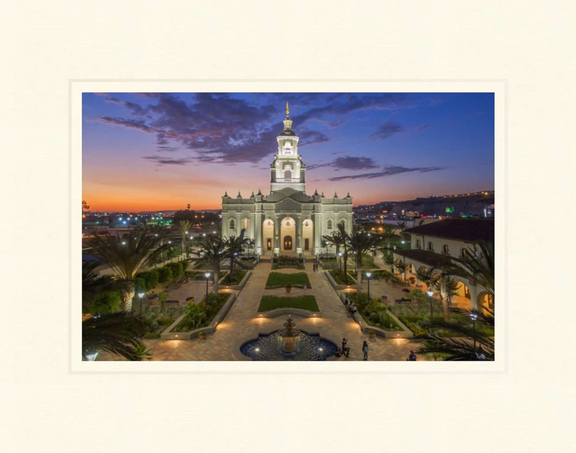Tijuana Mexico Temple, Courtyard Matted Print