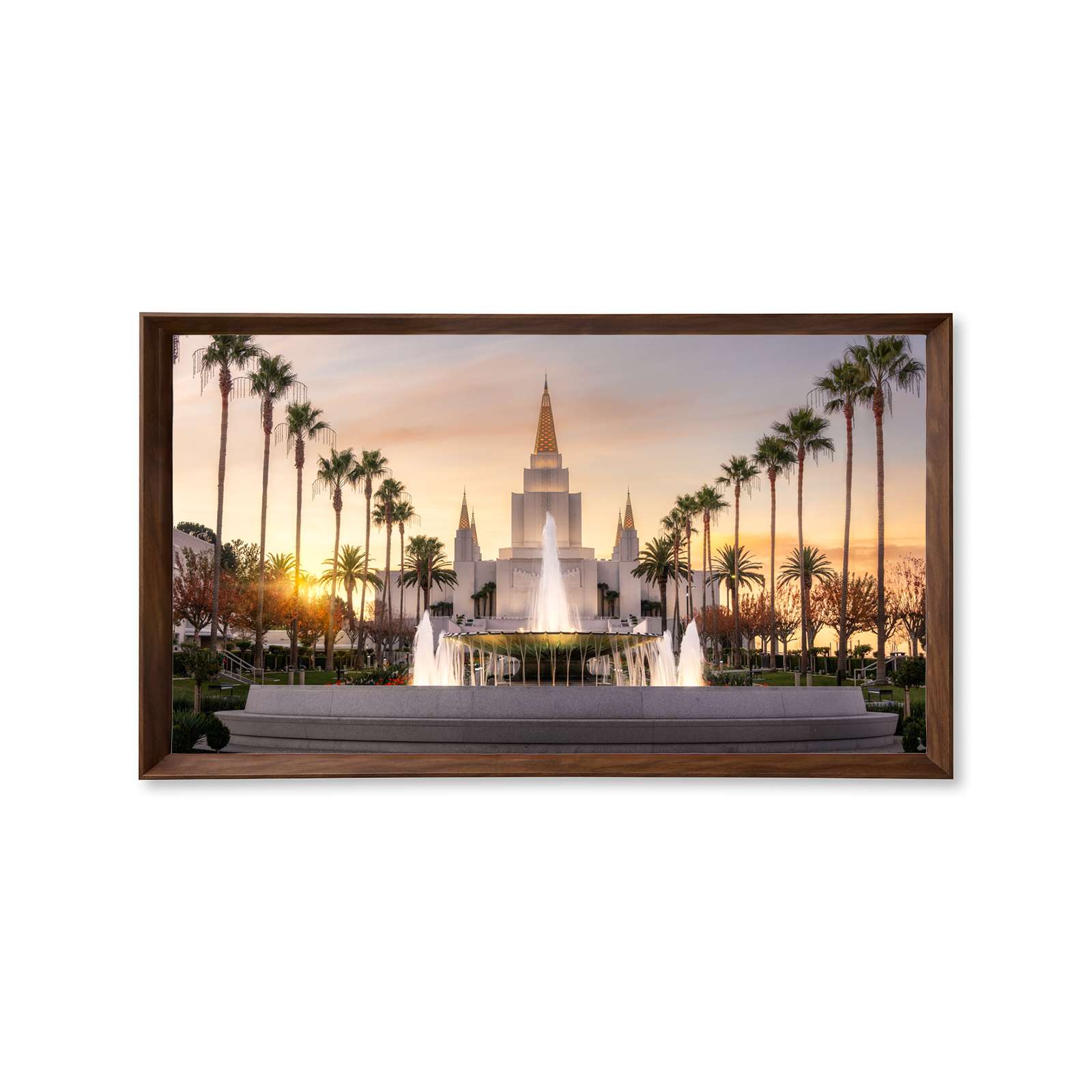 Oakland California Temple, Fire of the Covenant Series (25x43 Framed Canvas Print)