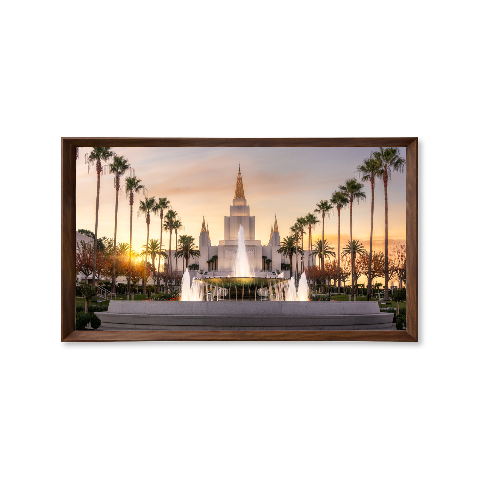 Oakland California Temple, Fire of the Covenant Series (25x43 Framed Canvas Print)