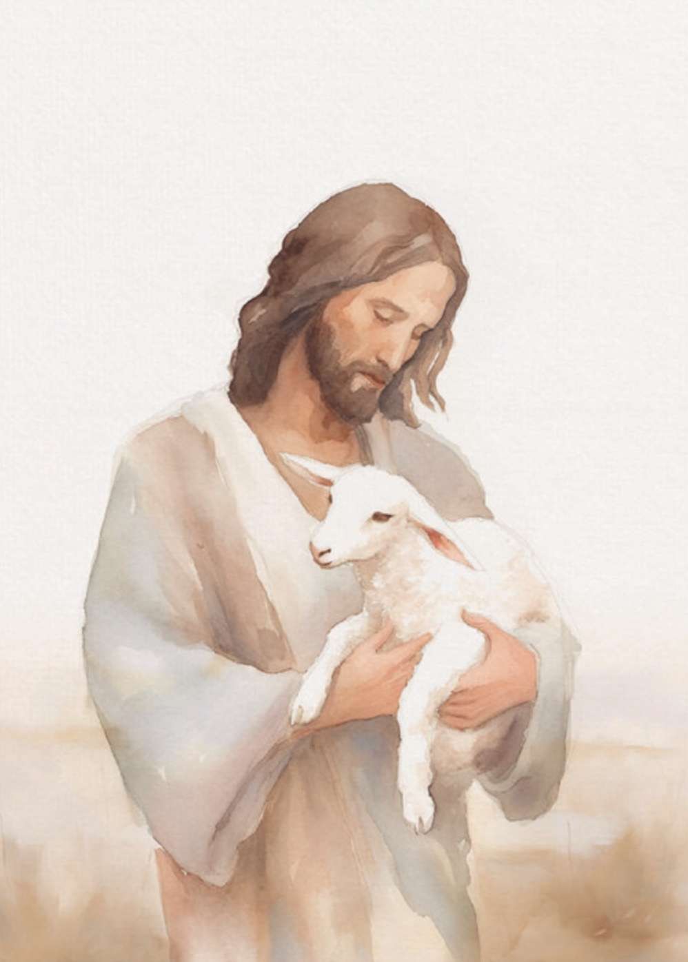 Jesus and the Lamb (5x7 Wrapped Canvas)