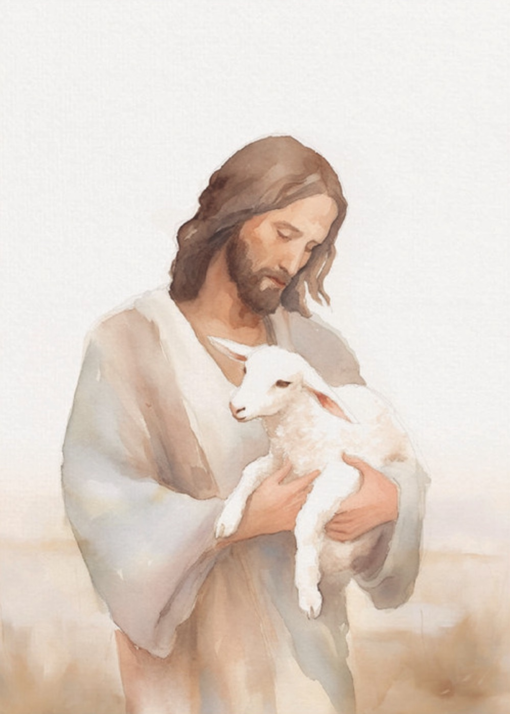 Jesus and the Lamb (5x7 Wrapped Canvas)