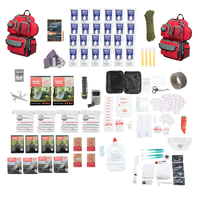 4-Person Family Prep Survival Backpack Kit - EMERGENCY ZONE