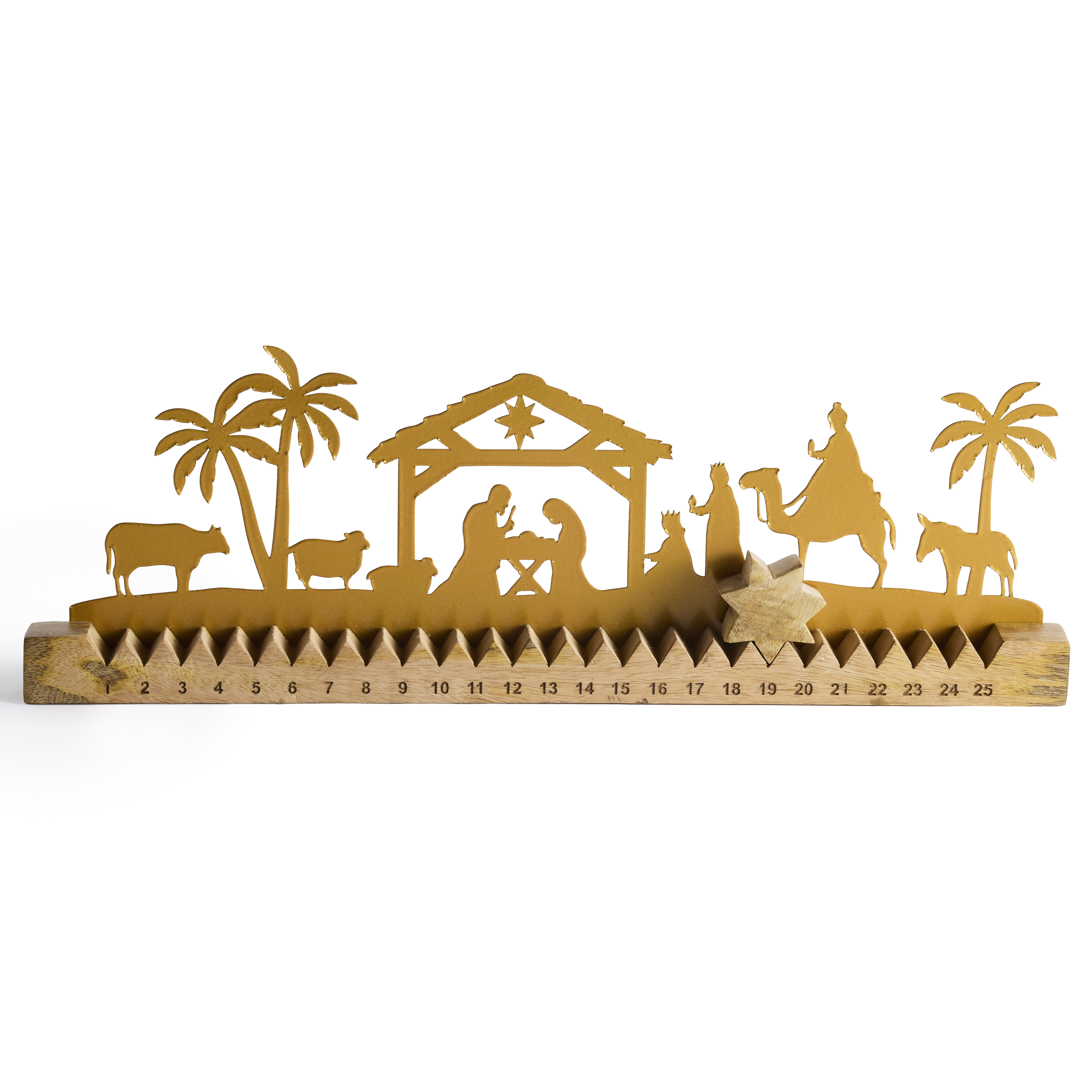 Gold and Wood Nativity Advent Countdown, , large image number 0