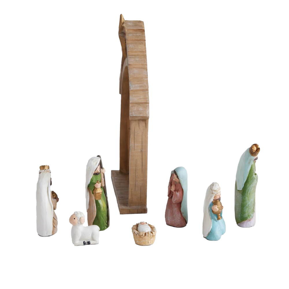 Traditional Resin Nativity Manger Set, , large