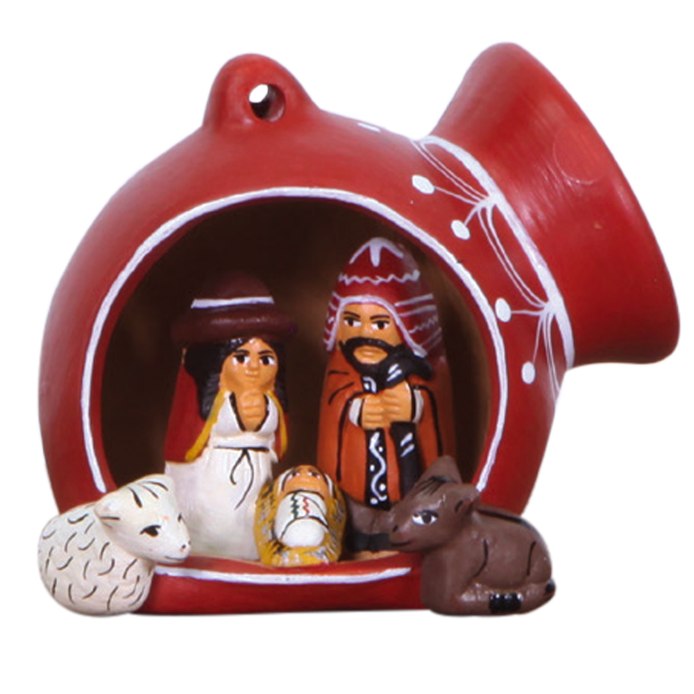 Peruvian Holy Family Ceramic Pot Nativity, , large image number 0