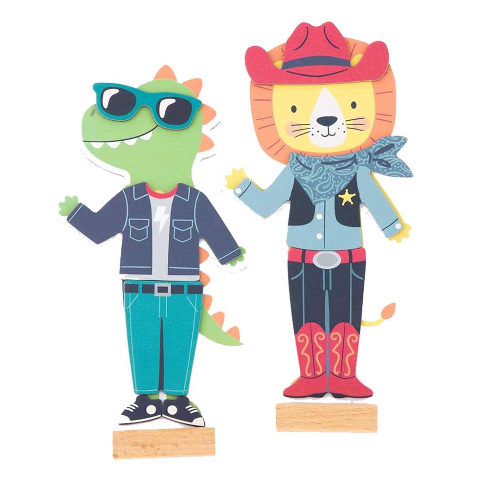 Dino and Lion Magnetic Dress Up Box Set, , large