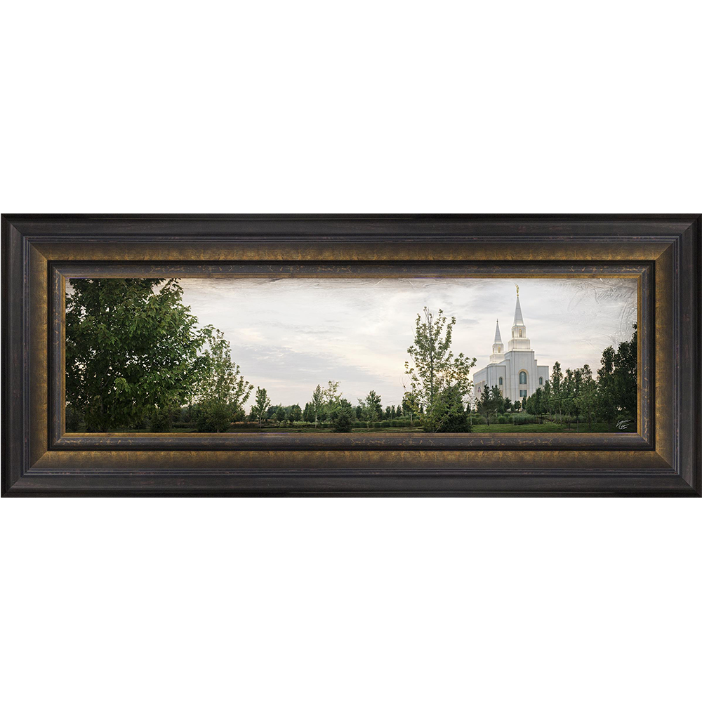 Kansas City Temple, the Day Dawn is Breaking (48x19 Canvas Framed Art)
