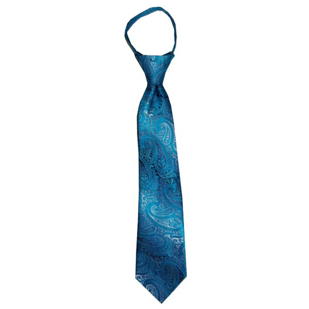 Boys' Turquoise and Silver Zipper Necktie, , large