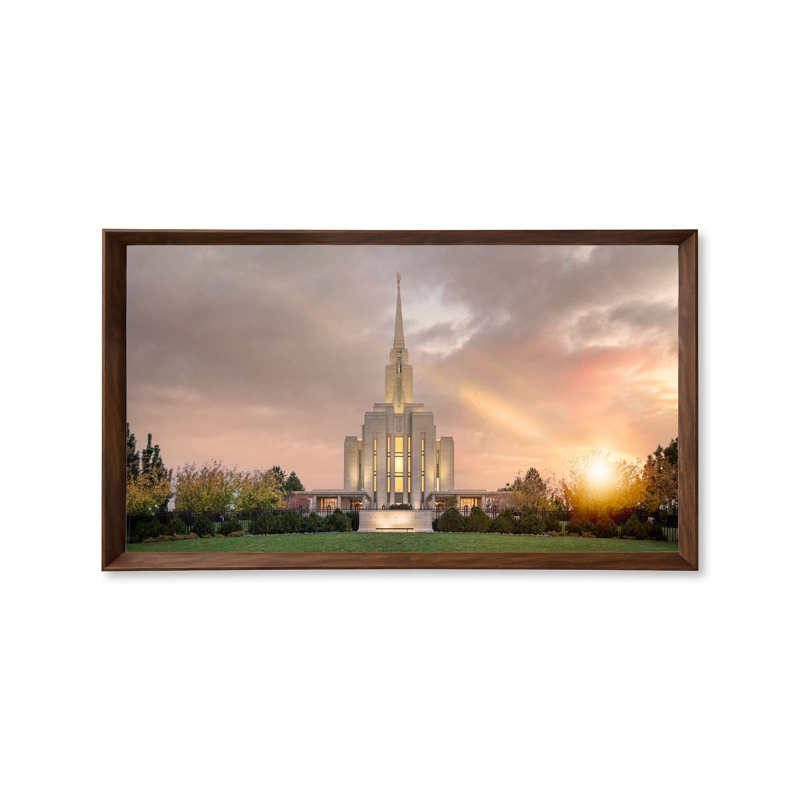 Oquirrh Mountain Utah Temple, Fire of the Covenant Series (25x43 Framed Canvas Print)