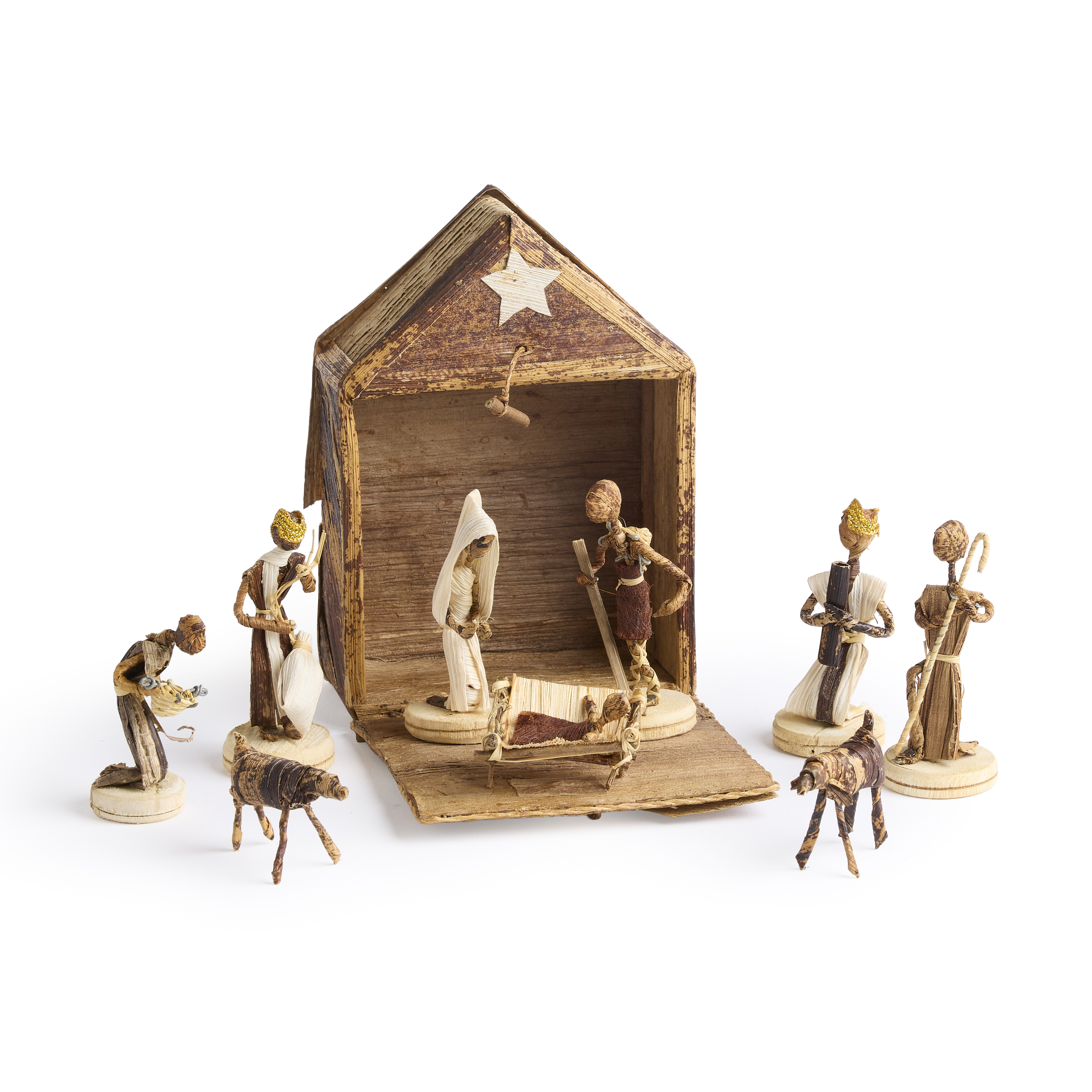 Kenya Star Hut Banana Fiber Nativity
