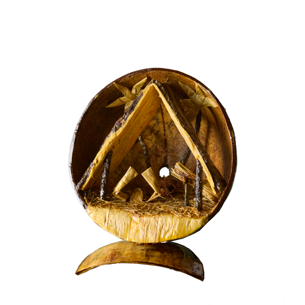 Cambodian Coconut Shell Nativity,  Cambodian Coconut Shell Nativity