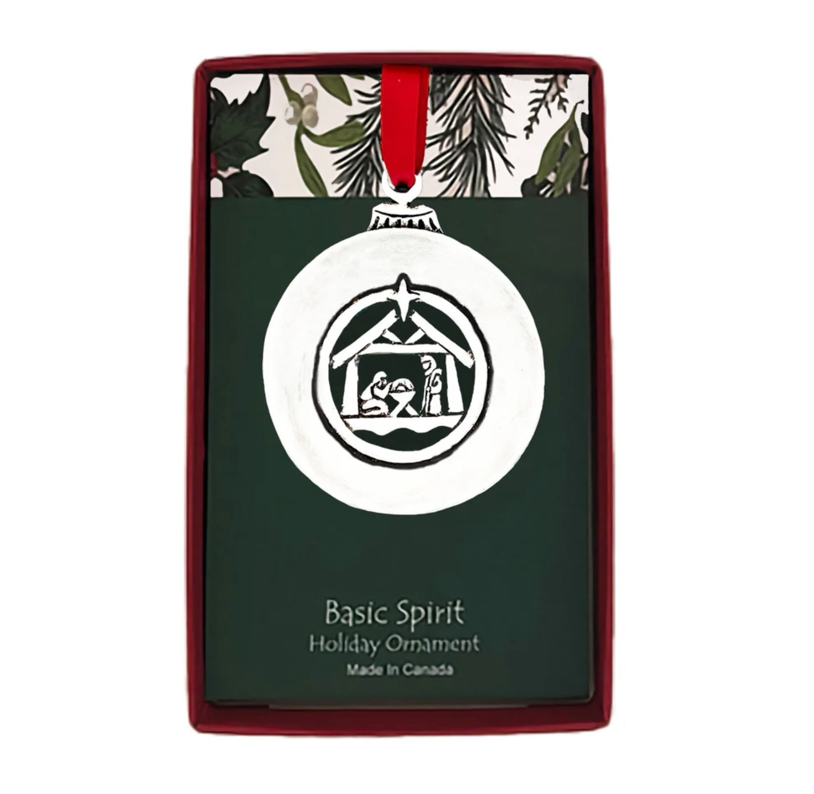 Pewter Nativity Ball Ornament