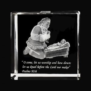 With Wondering Awe Crystal Nativity Cube