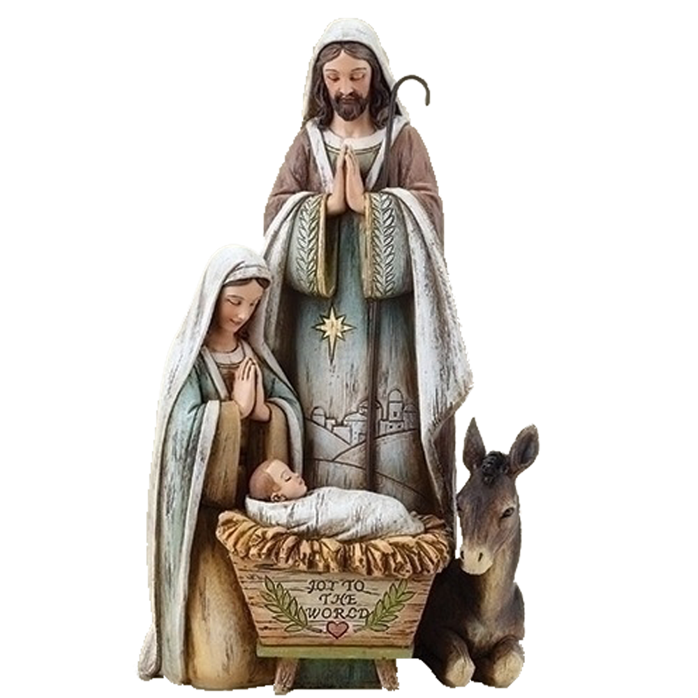 "Joy to the World" Holy Family Resin Nativity Figurine