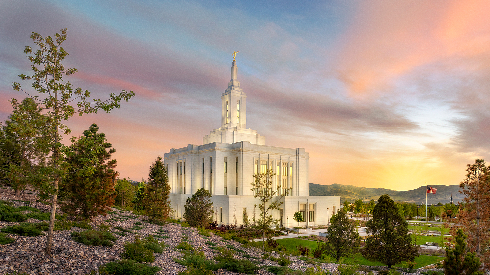 Pocatello Idaho Temple, Fire of the Covenant Series (25x43 Framed Canvas Print), , large