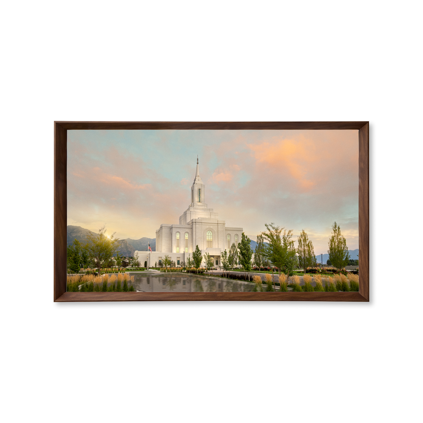 Orem Utah Temple, Fire of the Covenant Series (25x43 Framed Canvas Print)