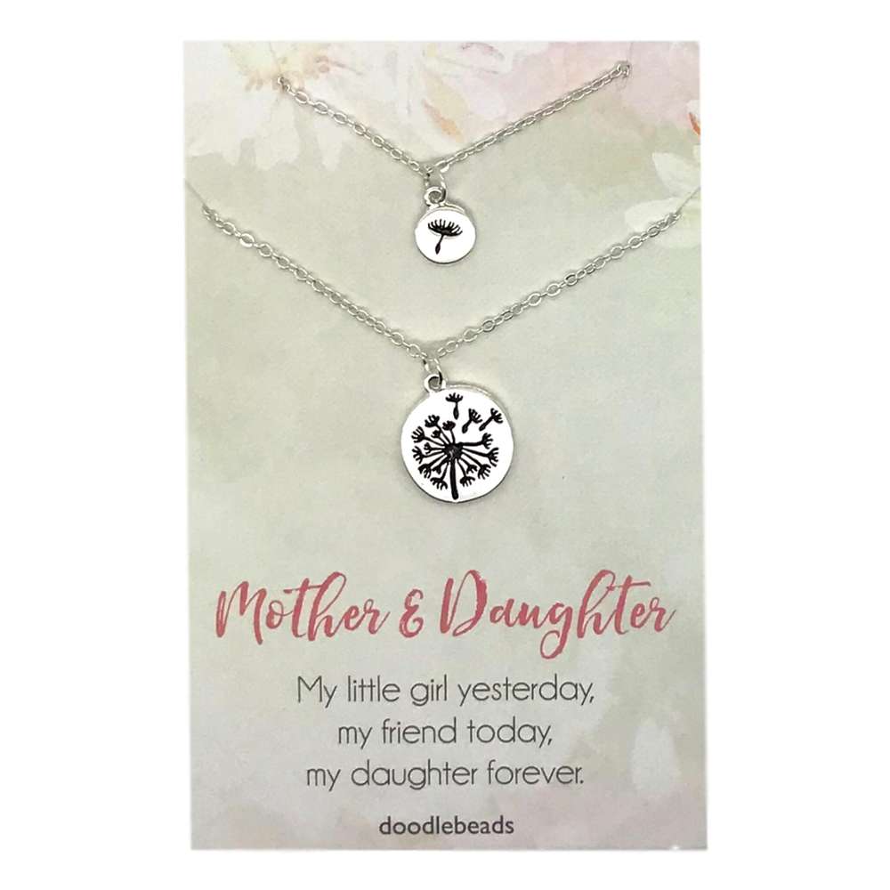Mother and Daughter Dandelion Necklace Set