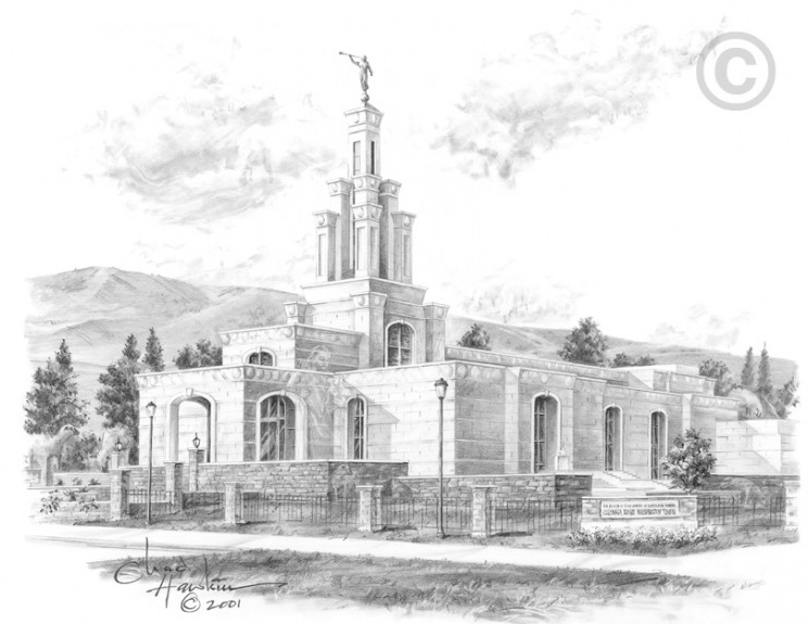 Columbia River Temple Recommend Holder Black & White, , large