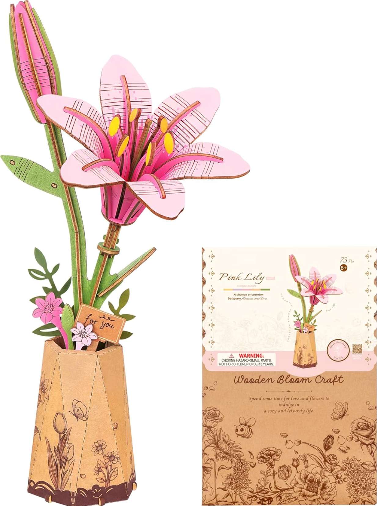 Pink Lily Wooden 73 Piece Puzzle