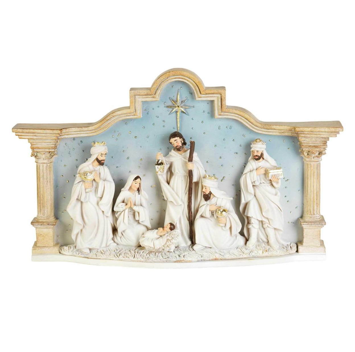 Starlit City Scene Resin Nativity