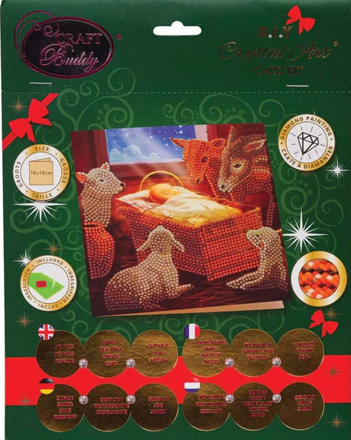 Baby in a Manger Christmas Crystal Art Card Kit